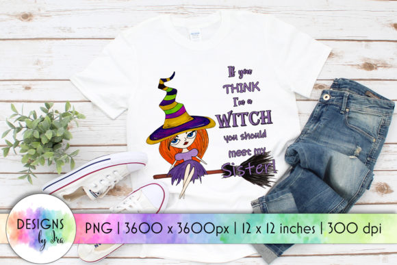 Cute Witch Sister PNG Funny Witch Graphics for Crafts