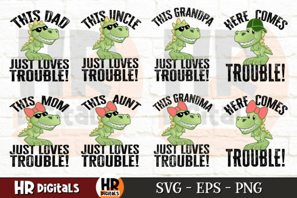 Funny Family T-Rex Dinosaur Set Bundle Graphics and Crafts