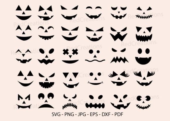 Jack O Lantern Svg, Pumpkin Face Graphics in Crafts